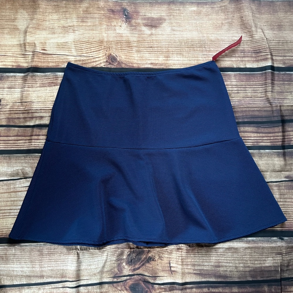 Blue ribbed flare skirt